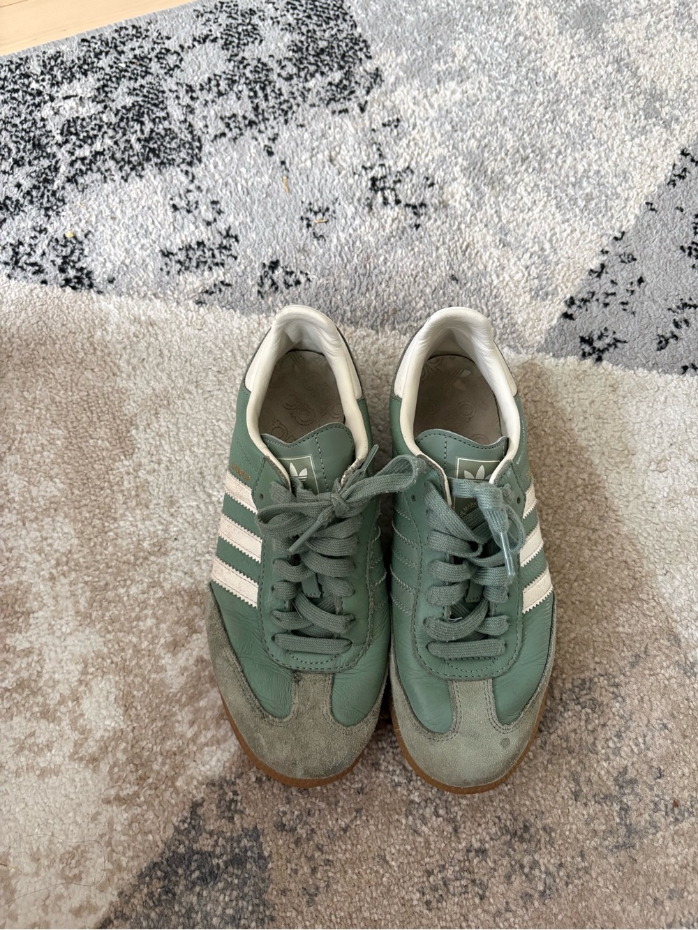 adidas Men’s Sage Green Sambas with White Stripes